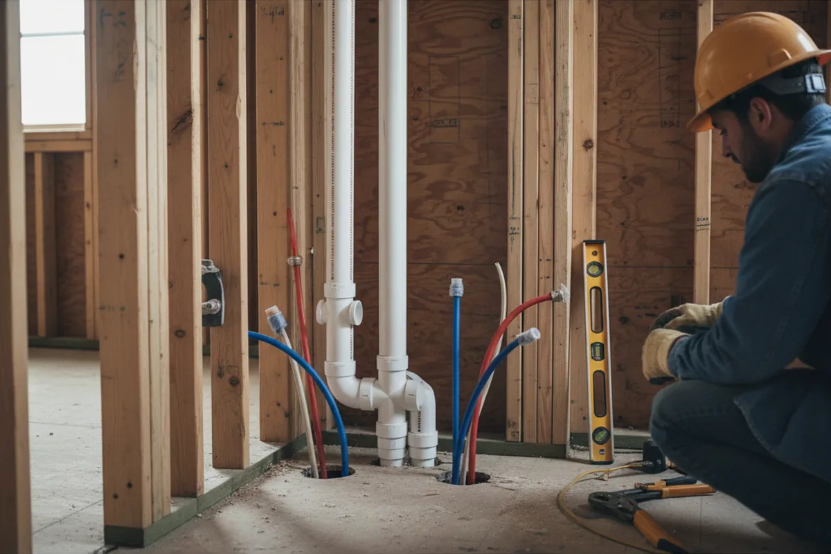 Drain and supply rough-in during Leak Detection in Virginia