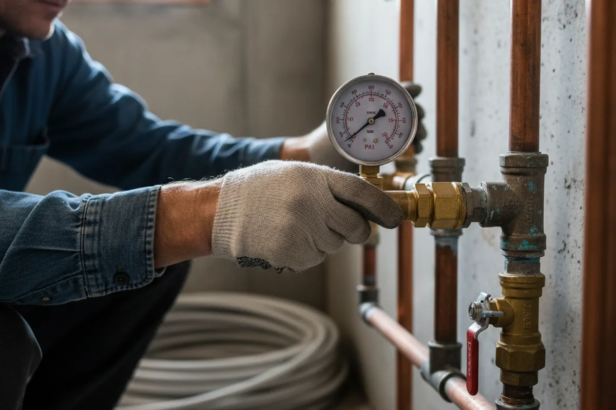 Pressure testing a repaired line during Water Line Repair in Virginia